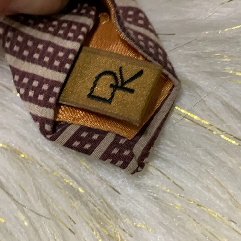 Brown stripe square men's silk necktie‎ Italy/USA
